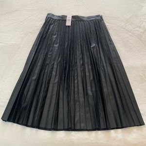 LOFT A-Line Pleated Faux Leather Skirt